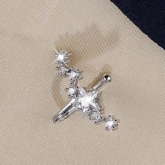 Star Right Non Piercing Rhinestone Star Clip on Earring Cartilage Jewelryt Gift - Picture 8 of 9